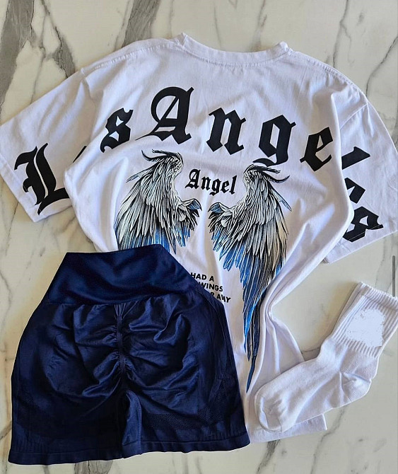 Женский прогулочный летний костюм двойка: футболка и шорты микродайвинг + турецкий кулир Одесса - изображение 2