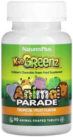 Мультивітаміни із зелених овочів для дітей Nature's Plus Animal Parade Kid Greenz 90 жув таблеток Тропік Київ