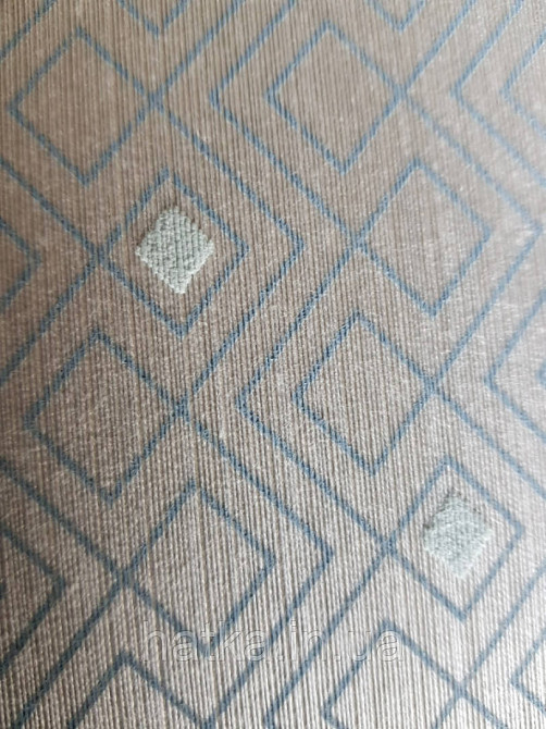 Текстильні шпалери на флізеліновій основі Cador Rasch Textil 086606 бежева основа ромби геометрія блакитні Київ - фото 2