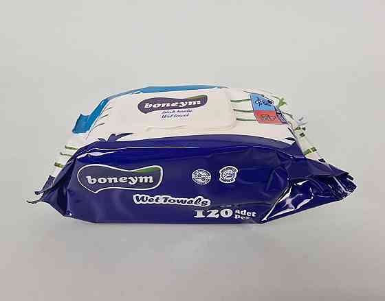 Волога серветка 120 шт. "Boneym Бамбук" клапан (1 пачка) Харків