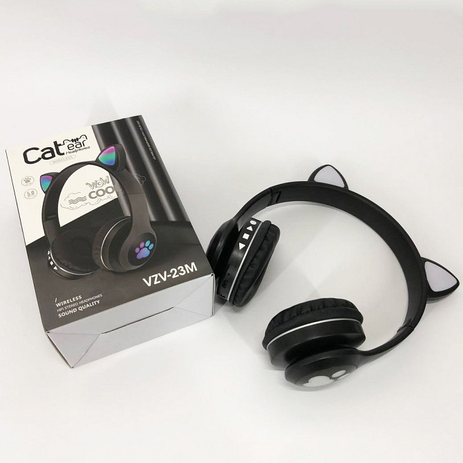 Наушники с кошачьими ушками безпроводные Cat VZV 23M, Розовые беспроводные наушники детские с ушками UJ-39 Львов - изображение 8