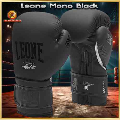 Боксерські рукавички Leone Mono Black 10 унцій PU шкіра, пінно-гелеве наповнення, для спарингів і тренувань Київ