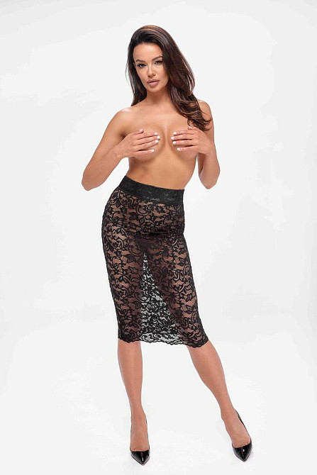 Спідниця Noir Handmade F302 Ambivalence, XXL, black, мереживо, довжина за коліна, шнурівка ззаду Sex Aura Київ - фото 4