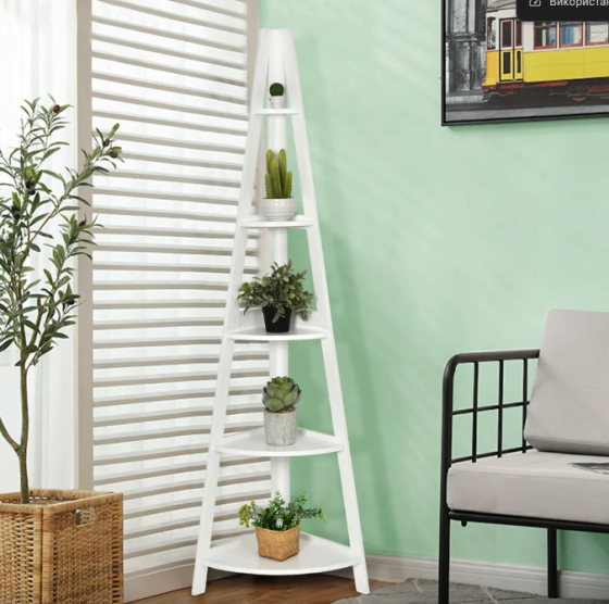 Етажерка Costway Solo кутова білий Київ