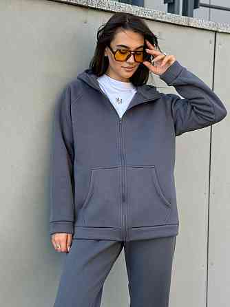 Теплый спортивный костюм женский на змейке Графитовый 46/48 Харьков
