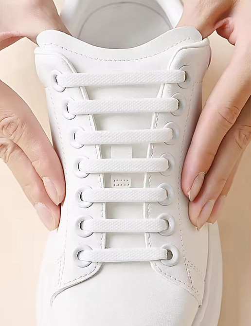 Шнурки силіконові ліниві 16 шт Білий Сміла - фото 6