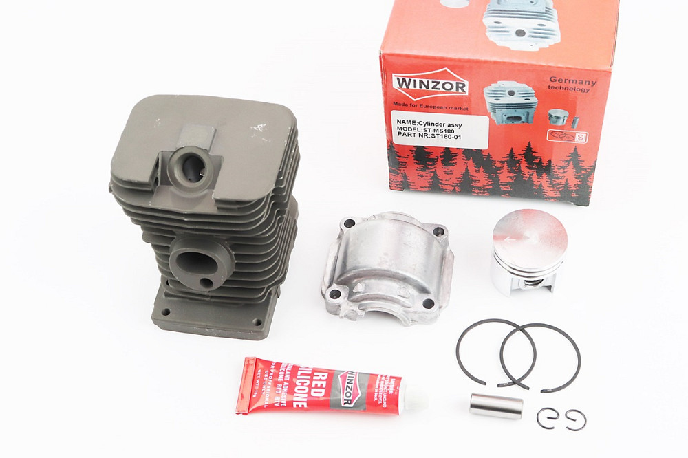 Циліндр к-кт (цпг) MS-180 38mm (палець 10mm) "чорний"+піддон+герметик Киев - изображение 1