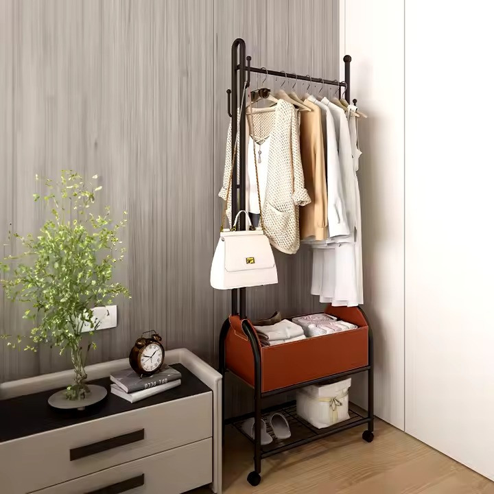 Вешалка для одежды передвижная напольная с полкой для обуви металлическая высота 184 см,цвет черный Каменец-Подольский - изображение 2