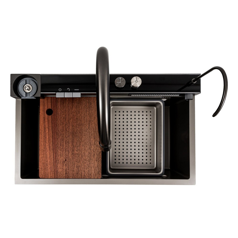 PLATINUM Кухонна мийка 75*46D PVD сіра Platinum Handmade "ВОДОСПАД" Киев - изображение 8