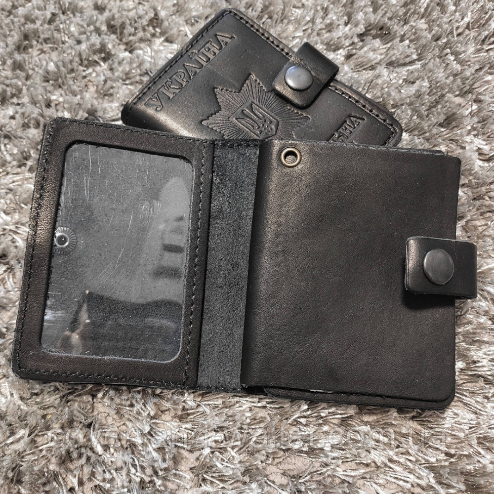 Обложка кожаная "Національна поліція"на кнопке под жетон Київ - фото 2