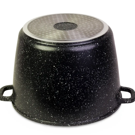 Каструля литий алюміній глибока 10л 28*20см скляна кришка а/п Black marble 4408 KAMILLE Житомир
