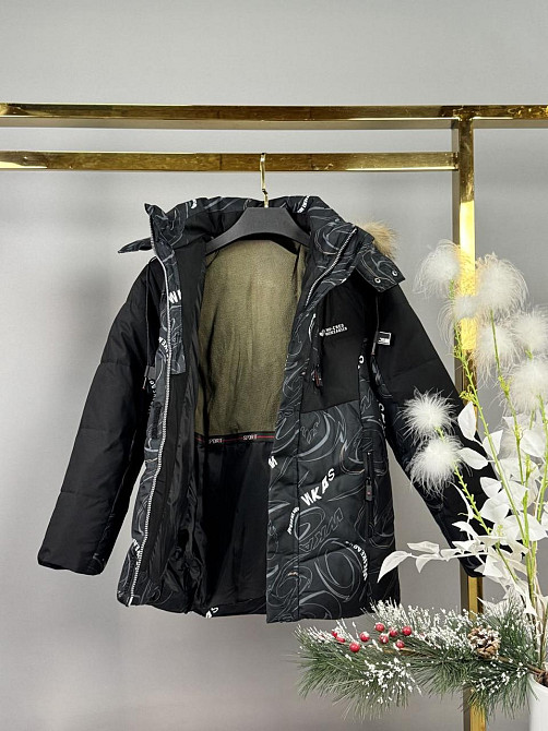 Детская зимняя черная курточка для мальчика на холофайбере 134 Николаев - изображение 2