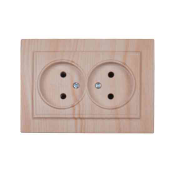 Розетка двойная без заземления 16А, термопластик, Enzo белое дерево Днепр