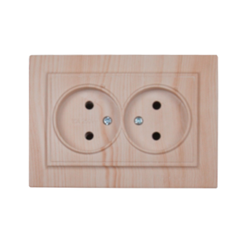 Розетка двойная без заземления 16А, термопластик, Enzo белое дерево Днепр - изображение 1