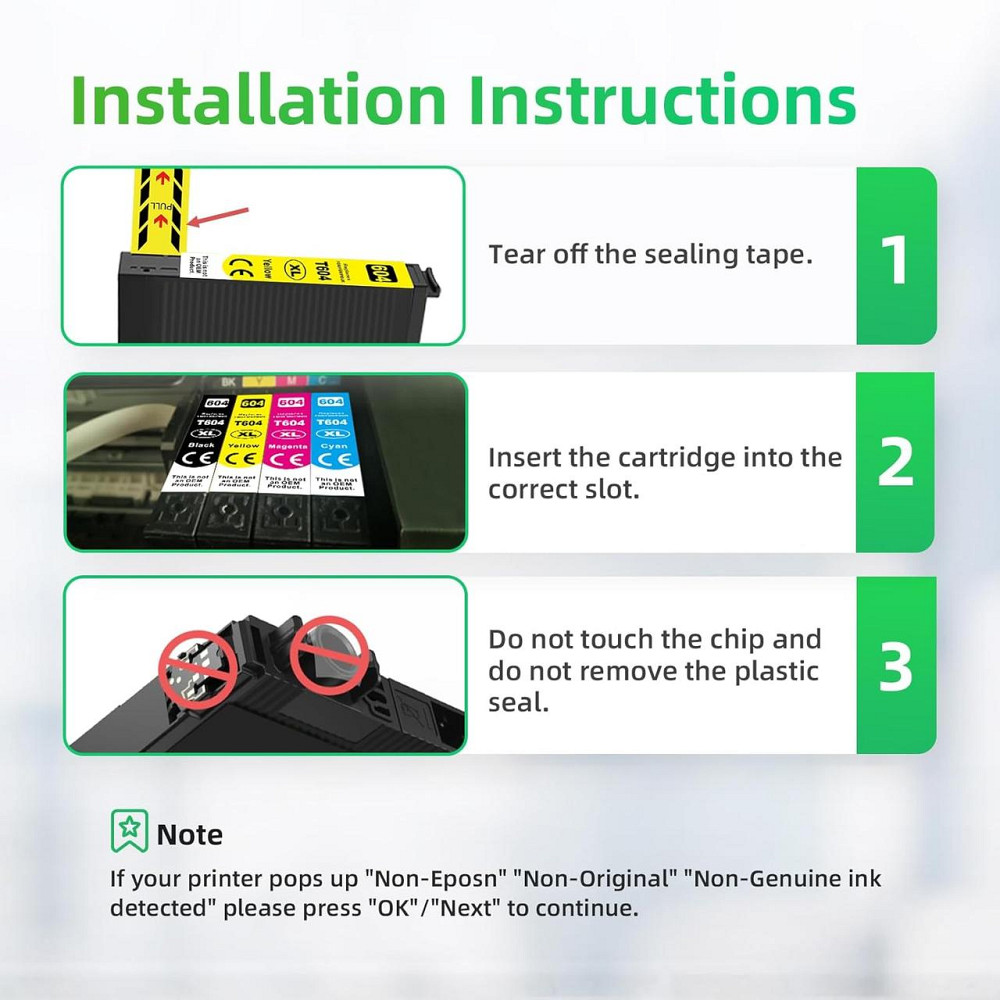 Картриджи совместимые T604XL (604XL) черный/голубой/пурпурный/желтый комплект 4 шт для Epson Киев - изображение 5