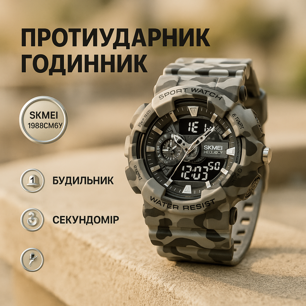 Часы для военной и тактической деятельности SKMEI, Военные часы с батарейкой Практичные мужские XN-39 Львов - изображение 4