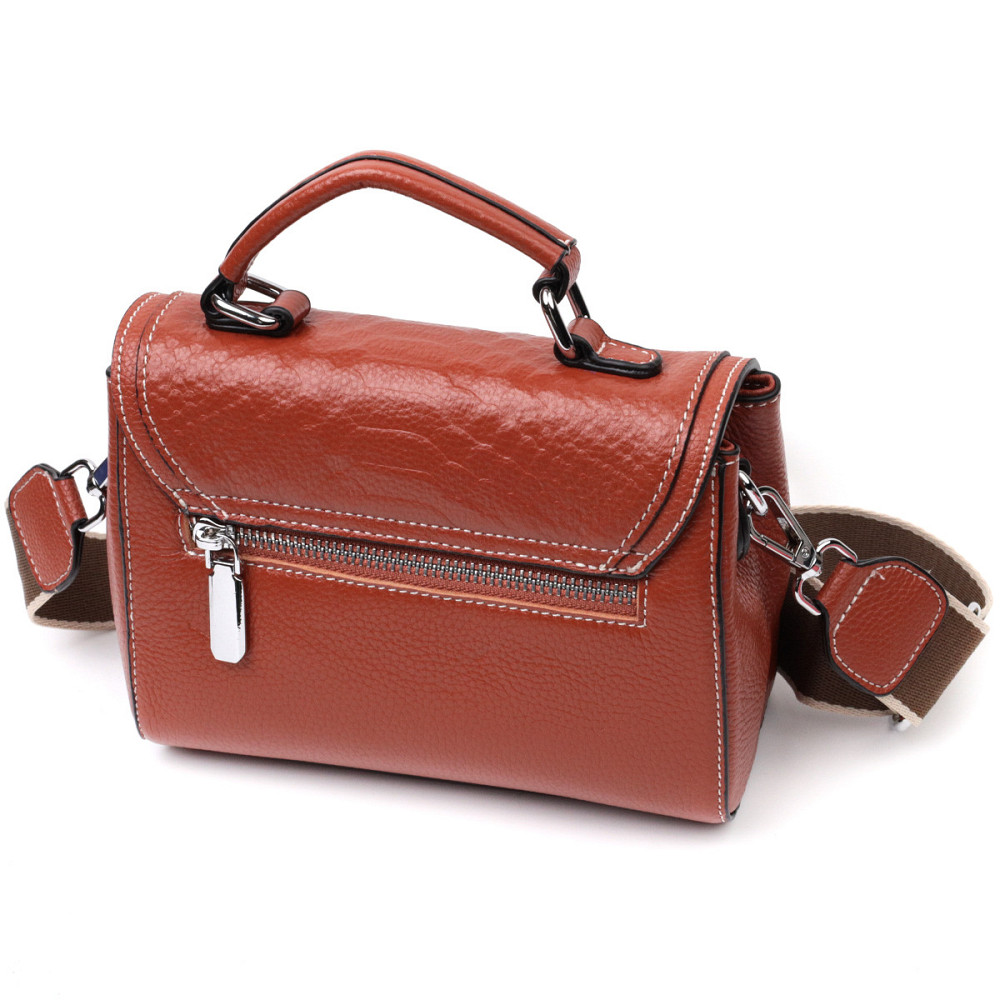 Жіноча шкіряна сумка із защіпкою для міста та щоденного використання Vintage 22417 Коричнева Київ - фото 12