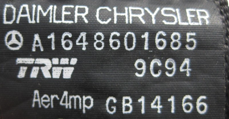 Mercedes-Benz  A1648601685 9C94 Ремінь безпеки задній правий чорний GL X164 Одесса - изображение 2