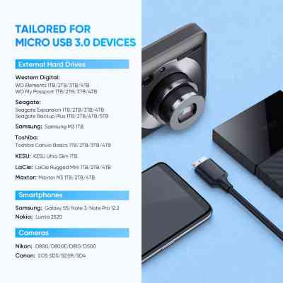 Дата кабель USB-C 3.1 to Micro USB 3.0 1.0m 3A US312 black Ugreen (20103) Винница