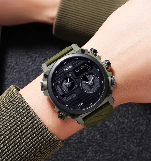 Годинник чоловічий наручний спортивний Skmei 2202 (Зелений силіконовий ремінець) Київ - фото 4