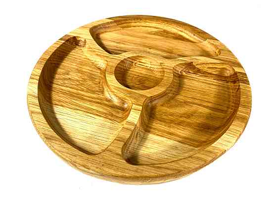 Деревʼяна тарілка з натурального дерева діаметр 25 см, висота 2 см, тарілка для закусок Кам'янець-Подільський