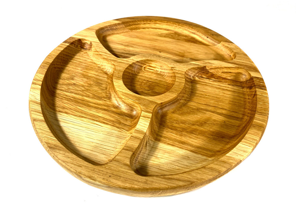 Деревʼяна тарілка з натурального дерева діаметр 25 см, висота 2 см, тарілка для закусок Кам'янець-Подільський - фото 5