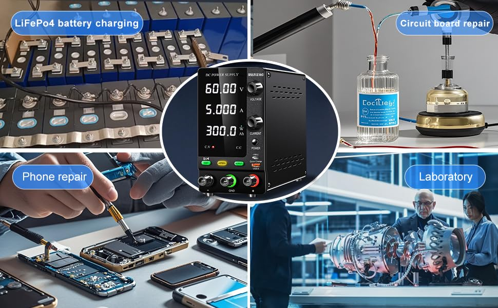 Лабораторний блок живлення RUZIZAO SPPS-C605C 60В 5А 300Вт, зарядка АКБ, OCP, USB-C/USB-A, CV/CC Київ - фото 7