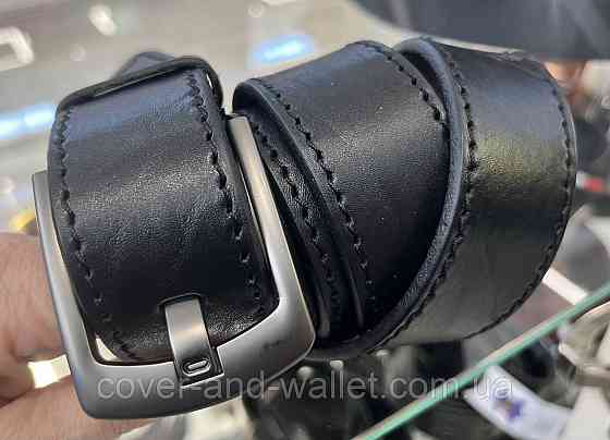 Широкий мужской джинсовый ремень из натуральной кожи черного цвета 40 мм PS Leather Киев