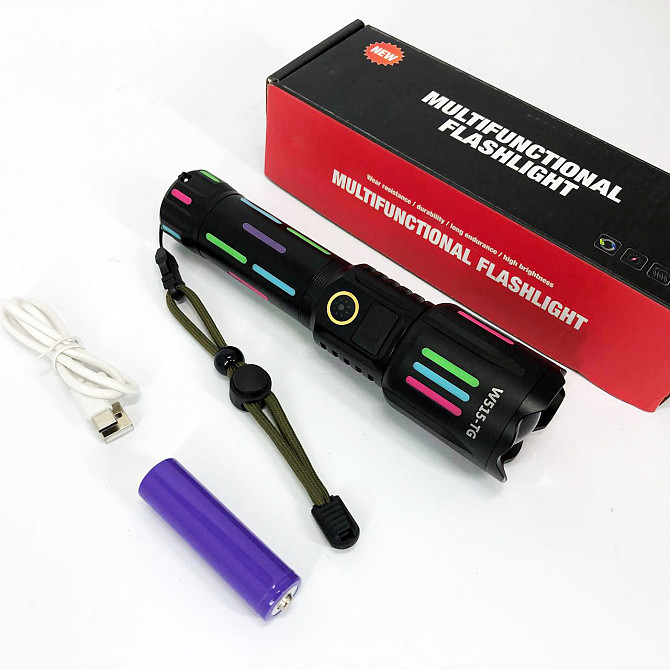 Портативный светодиодный фонарь с зарядкой W515-PM10-TG, Мощный фонарь для рыбалки JU-35 Львов - изображение 2