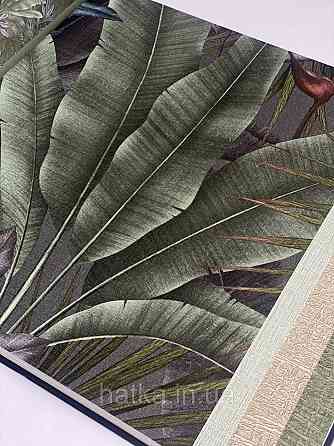 Шпалери вінілові на флізеліні AS creation Della Natura метрові 1.06Х10 листя банана пальми зелені Київ