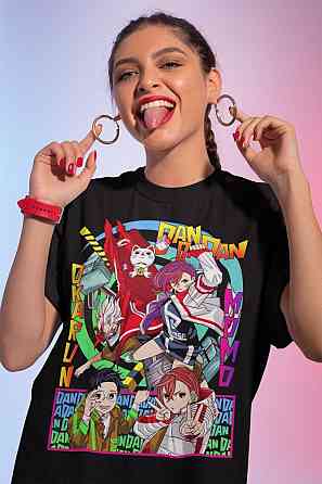 Футболка з аніме принтом Дандадан Окарун Момо Айасе оверсайз (S/M/L) Чорний AnimeJ0268 Дніпро