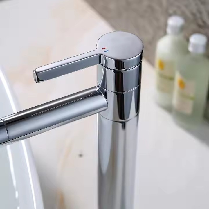 Змішувач для умивальника, раковини одноважільний з латуні, сріблястого кольору Кам'янець-Подільський - фото 7