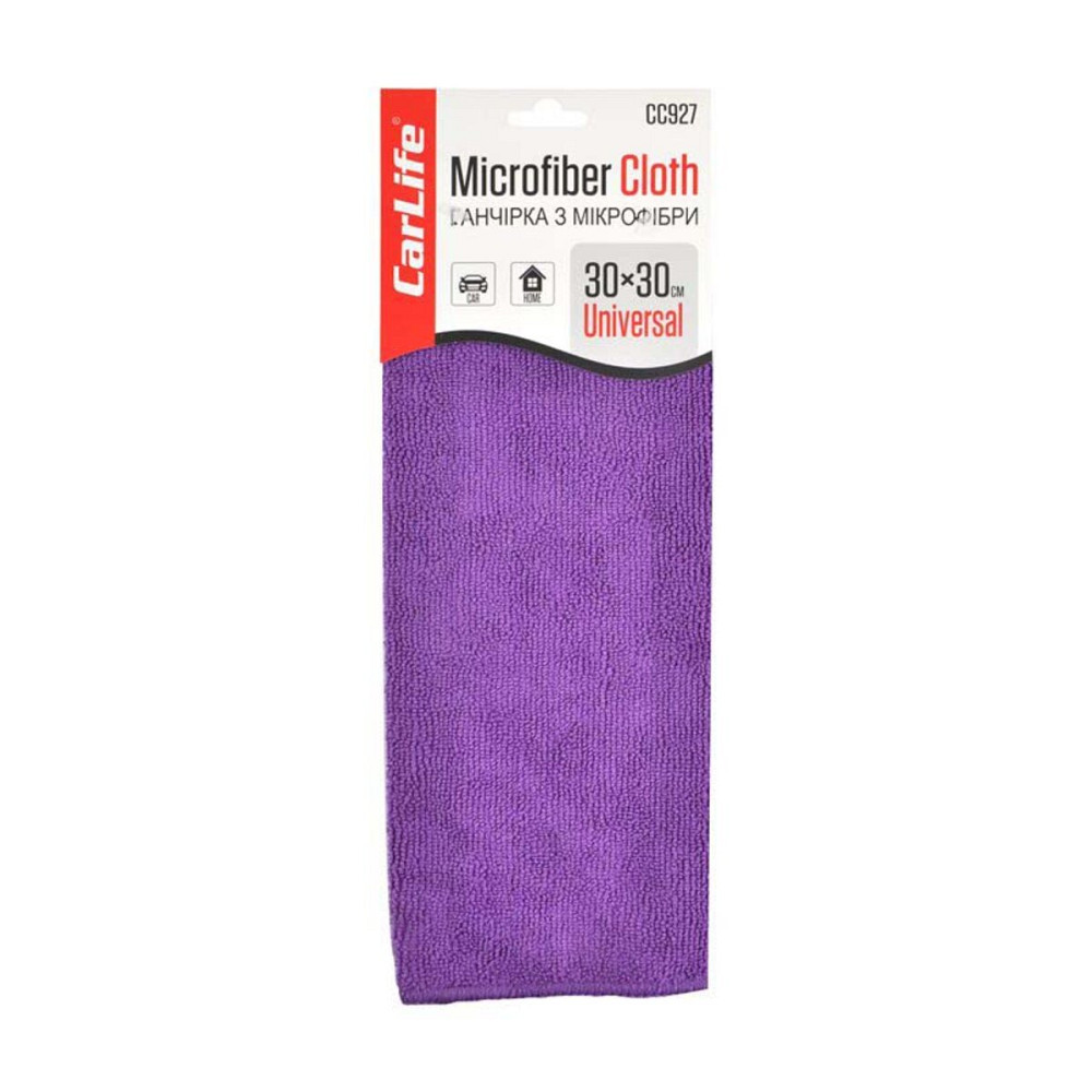 Ганчірка з мікрофібри CarLife, 30x30 см, фіолетова Киев - изображение 1
