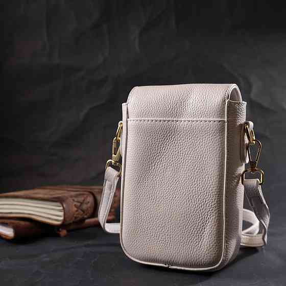 Шкіряна сумка вертикального формату з клапаном Vintage 22309 Біла Київ