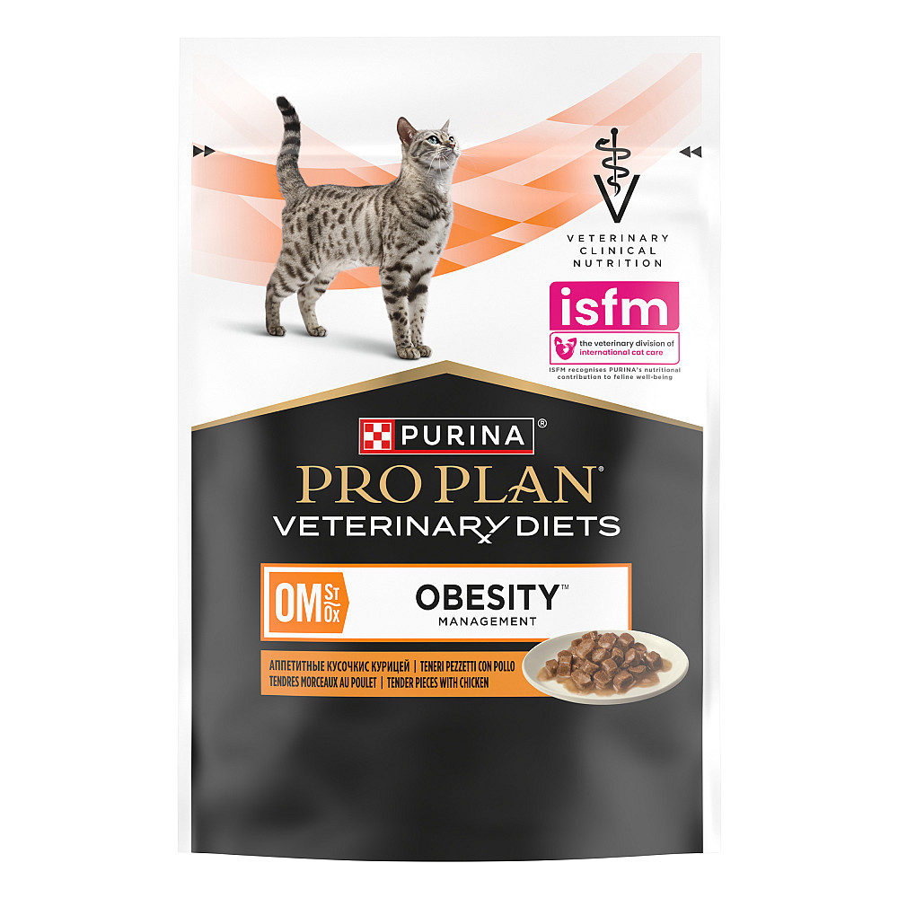 Вологий дієтичний корм PRO PLAN VETERINARY DIETS OM Obesity Management St/Ox для дорослих котів для зниження надмірної маси тіла, з куркою, 85 г Київ - фото 2