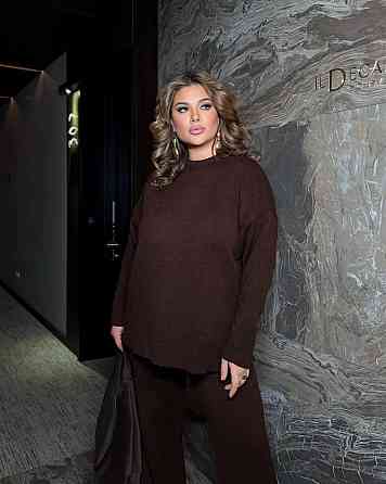 Женский базовый теплый костюм батал двойка машинная вязка с добавлением ангоры Одесса