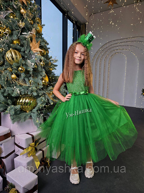 Зелене плаття з блискітками сукня Ялинки Весна Квіточка дівочі Жаби Кривий Ріг - фото 12