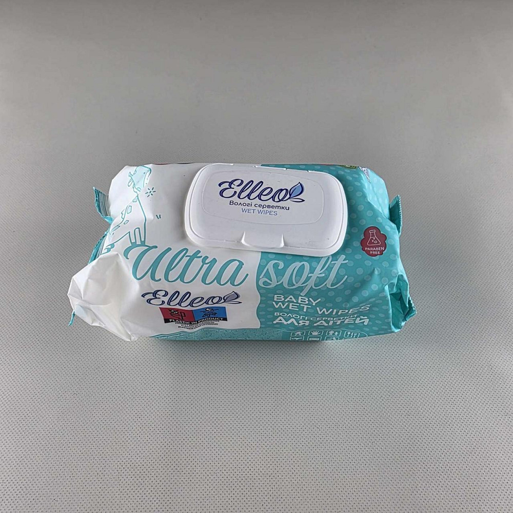 Серветки вологі 120 шт.з клапан "ELLEO" д/дітей алое (1 пачка) Харків - фото 2