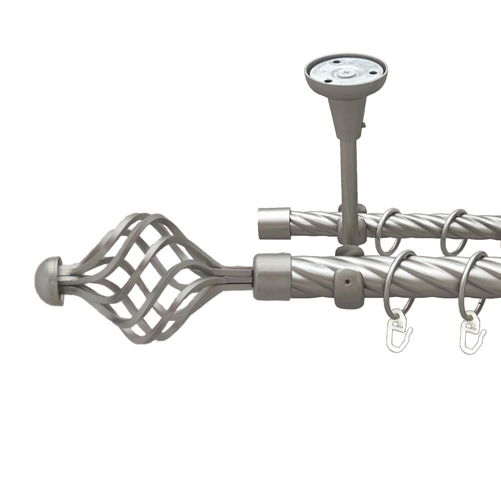 Карниз Orvit Арезо металевий дворядний відкритий до стелі скручена труба кільце металеве Сатин 25\16 мм 160 см (00-00024054) Львів - фото 1