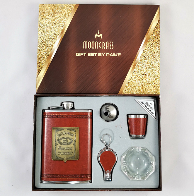 Подарунковий Набір 5 в 1 Jack Daniel's ( фляга, лійка, чарка, попільничка та кусачки для нігтів) Дніпро - фото 9