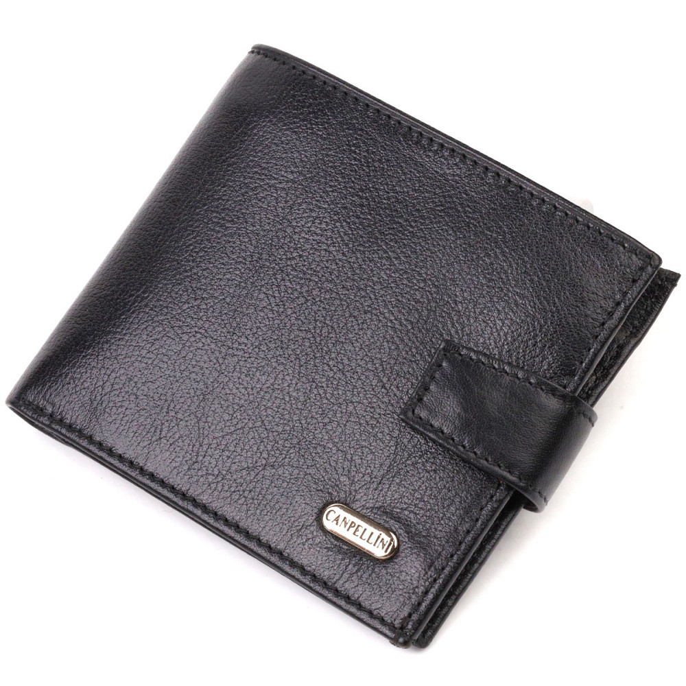 Зручний чоловічий гаманець з натуральної гладкої шкіри CANPELLINI 21877 Чорний Київ - фото 10
