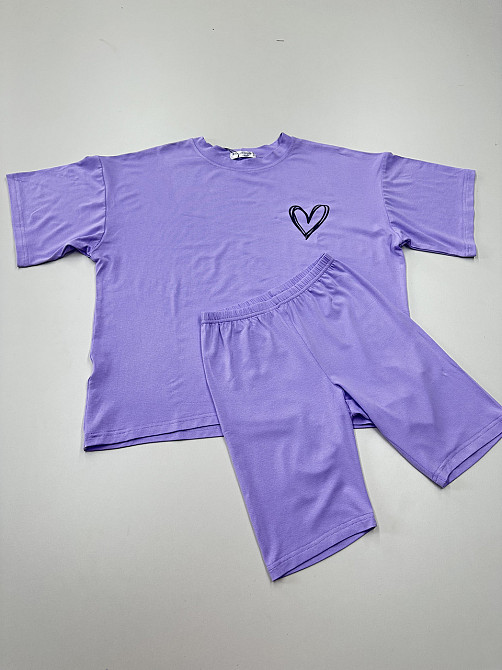 Футболка и велосипедки женские кулир Сиреневый XS-S Харьков - изображение 4