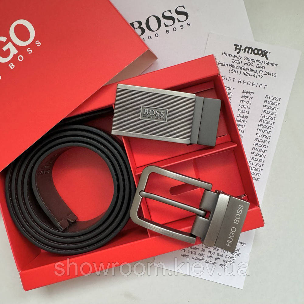Чоловічий подарунковий набір (ремінь із двома пряжками) H.Boss (218) Київ - фото 8