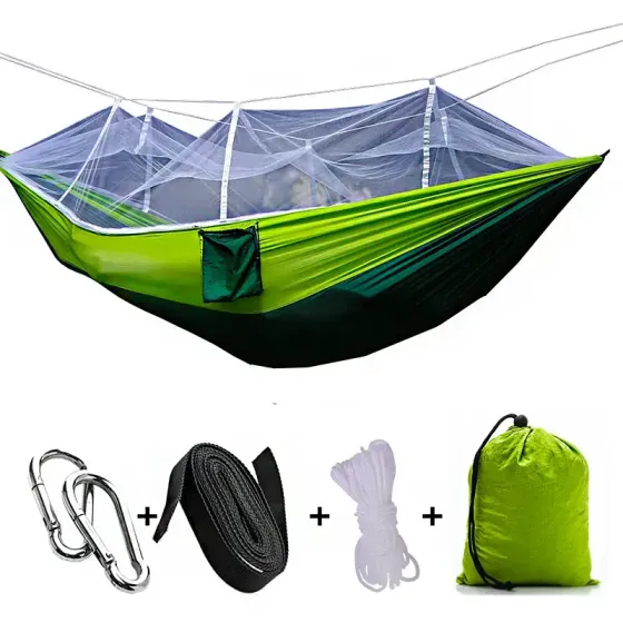 Подвесной гамак с москитной сеткой HIeha нейлоновый, с карманом, полный комплект Коломия