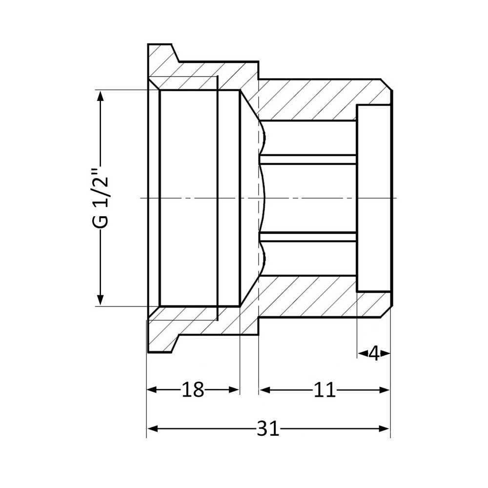Подовжувач латунний Thermo Alliance Standart 1/2" ВН, L = 20 мм SD4221520 Київ - фото 8