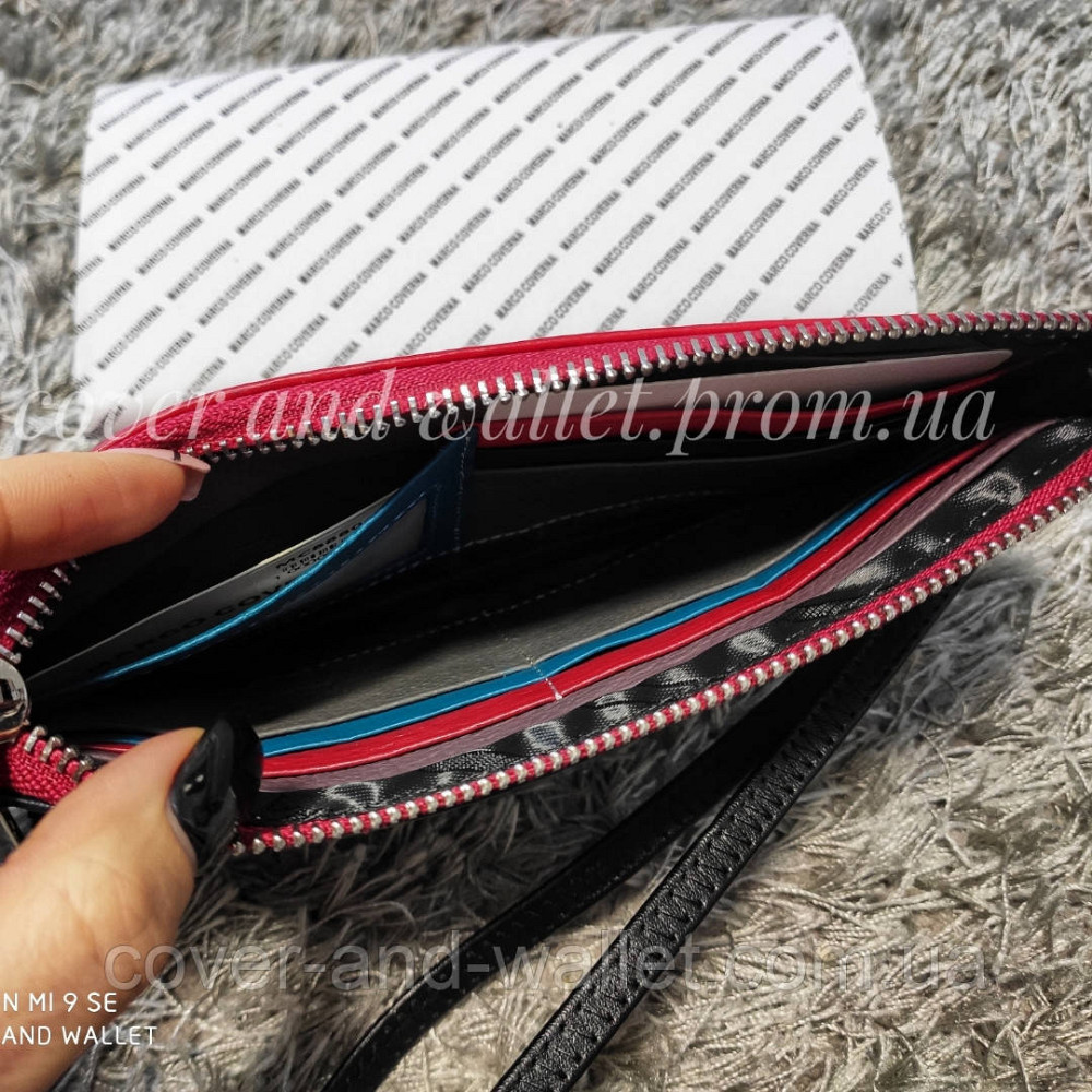 Тонкий кожаный женский кошелек клатч на молнии с ремешком Marco Coverna 88806 Киев - изображение 3