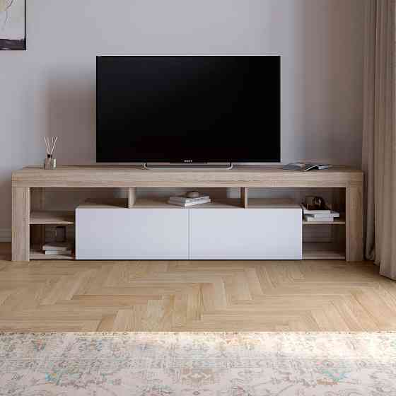 Тумба под телевизор с 5 полками М-ЗОН Джеко 200 Сонома/Нимфея Альба (белый) (MZN-031038) Днепр