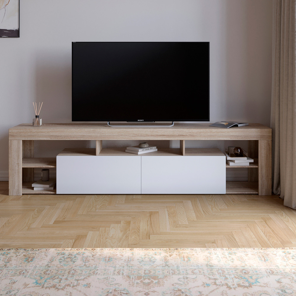 Тумба під телевізор із 5 полицями М-ЗОН Джеко 200 Сонома/Німфея Альба (MZN-031038) Дніпро - фото 1