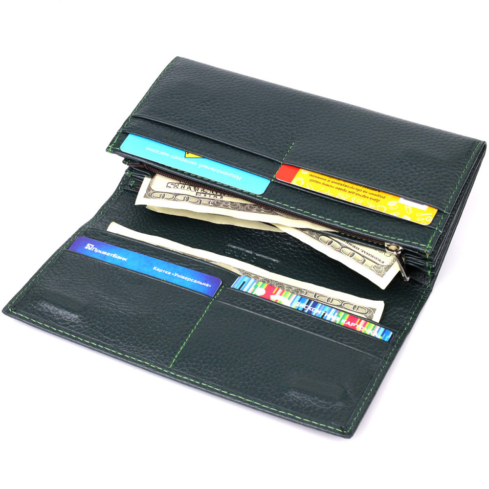 Модний гаманець для жінок із натуральної шкіри ST Leather 23099 Зелений Київ - фото 6