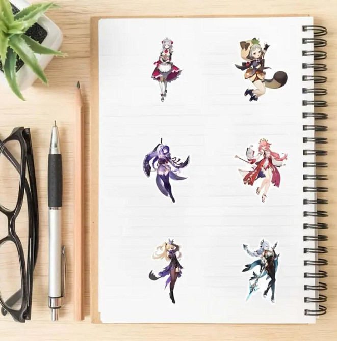 Наклейки з героями Genshin Impact | Стікери аніме 54 шт. Київ - фото 3